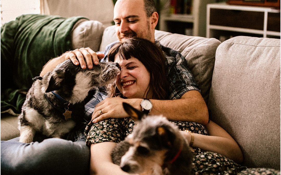 Abigail + Eugene’s Downtown Houston Home Session featuring their dogs